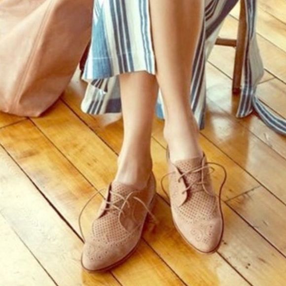 Madewell Shoes - Madewell Belinda Leather Perforated Oxford Shoes Tan Brown